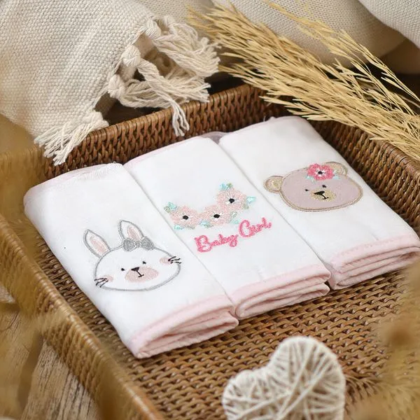 Babete com Prendedor de Chupeta com 3 Peças - 1545 Coelha/Ursa