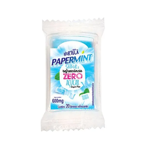Papermint Lâminas Refrescantes Comestíveis Zero Açucar 600mg Danilla Foods