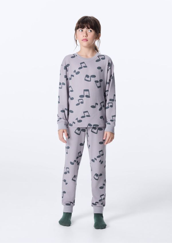Pijama Infantil Decote Redondo Estampado - Azul 006