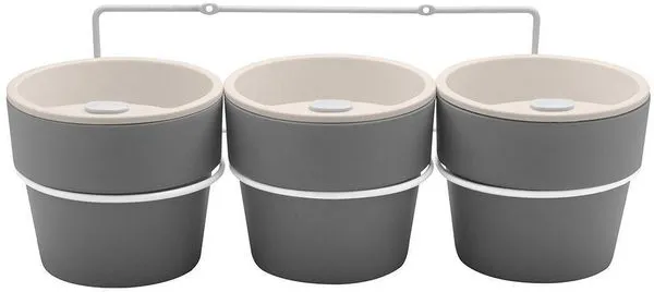 Vaso Para Planta Autoirrigável Plástico Cinza 44x15cm Kit com 3 Unidades