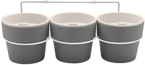 Vaso Para Planta Autoirrigável Plástico Cinza 44x15cm Kit com 3 Unidades