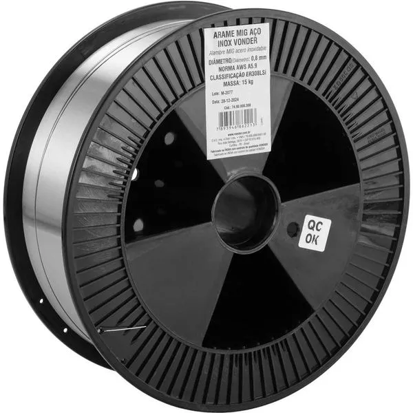 Arame MIG Aço Inox 0,8 mm Carretel 15 kg ER308LSi VONDER