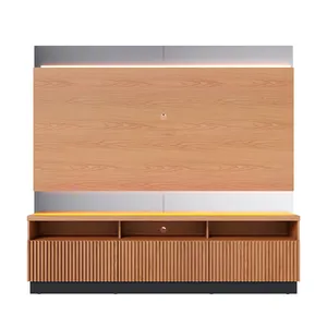 Estante Home Theater em MDP para TV de até 70'', 3 Portas, Luminária LED - Marajo Freijo / Preto Fosco