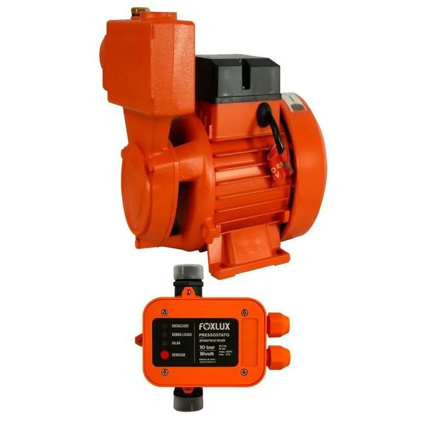 Kit Bomba Periférica Autoaspirante 1-2cv Bivolt + Pressostato Foxlux