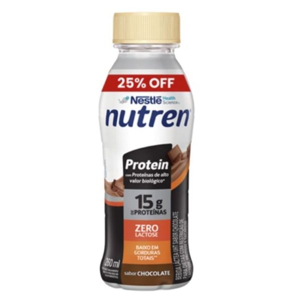 Bebida Láctea Nutren Protein Sabor Chocolate Zero Lactose 260ml 25% Off