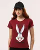 Camiseta Feminina Algodão Looney Tunes Pernalonga Vinho XG