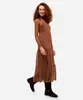 vestido midi feminino de tule manga longa poá laranja GG