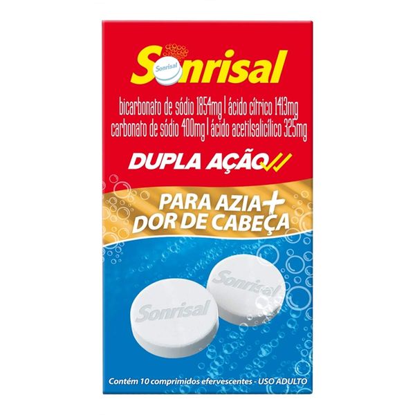 Analgésico e Antiácido Sonrisal Tradicional Dupla Ação 10 Comprimidos Efervescentes
