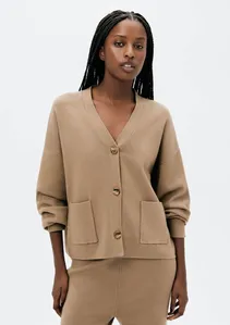 Cardigan Feminino Oversized Decote V - Bege M