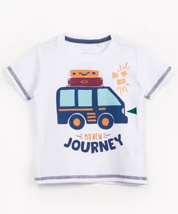 camiseta de algodão infantil carro manga curta branca 4