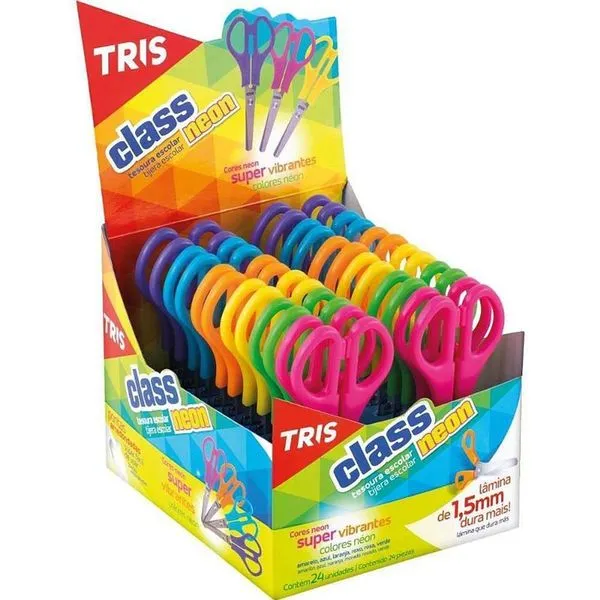 Tesoura Escolar Summit Class Neon 13cm Display com 24 Unidades Cores Sortidas Tesoura Escolar Summit Class Neon 13cm Display com 24 Unidades