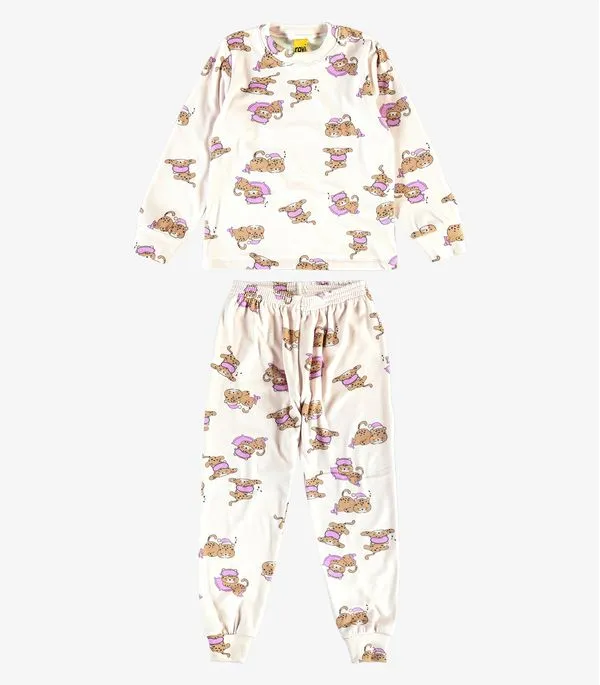 Pijama em Pelo Fleece Rovi Kids Bege 12