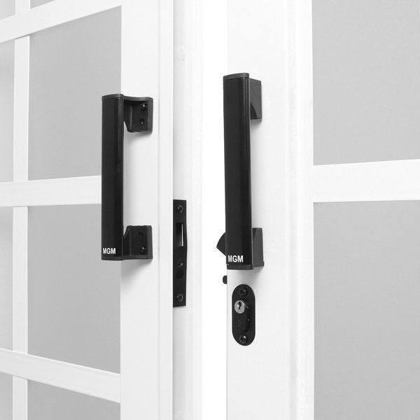 Porta De Correr 4 Folhas Com Grade Quadrada 215X200Cm Req12 Aço Branco Mgm