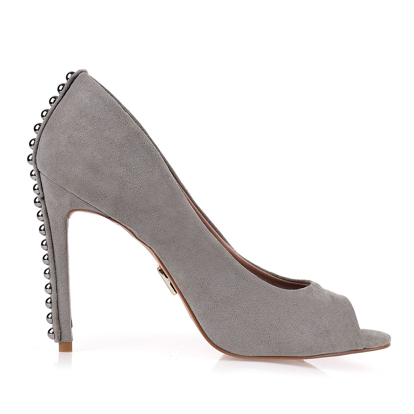 Peep Toe Salto Alto Camurça Ash