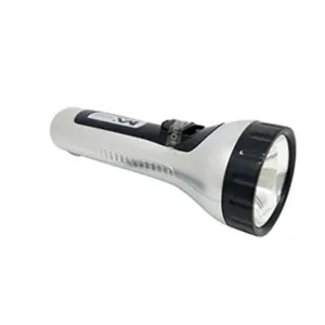 Lanterna Recarregável Prata Com Detalhes Em Preto Bivolt 18x6cm -Maxmidia