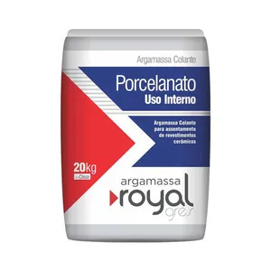 Argamassa royal gres de uso interno para porcelanato 20kg cinza- embalagem de papel Argamassa Royal Gres de uso interno para porcelanato 20kg cinza -Royal Gres embalagem de papel