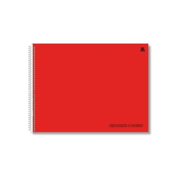 Caderno de Cartografia e Desenho Animativa Capa Lisa Espiral 60 Folhas Vermelho Caderno de Cartografia e Desenho Animativa Capa Lisa 60 Folhas Vermelho