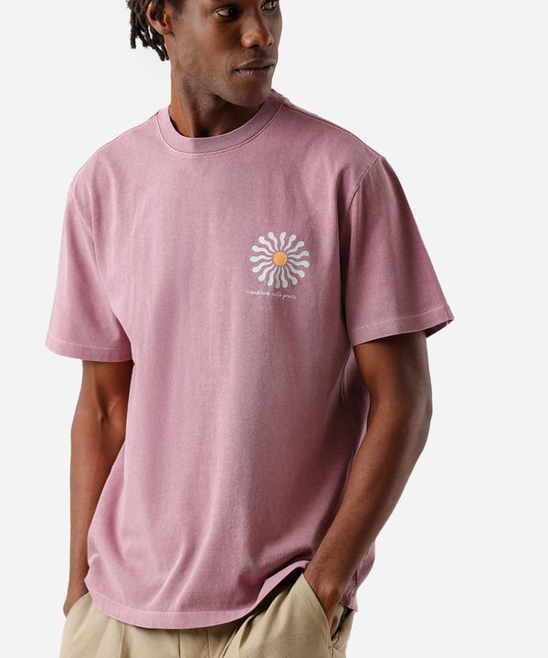 camiseta masculina de algodão estonada floral rosa P