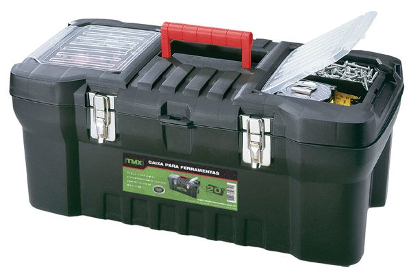 Caixa para Ferramentas Plastica 20" com Tampa Organizadora Trava Metal - TMX