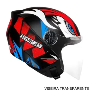 Capacete EBF Spark Jet Dragon Preto E Vermelho Fosco 60 (MP)