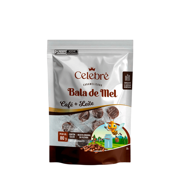 Bala de Mel, de Café + Leite Celebrê - 80g