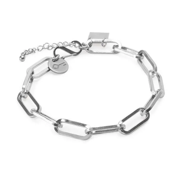 Pulseira Satoshi de Aço Personalizável Prata Ajustável
