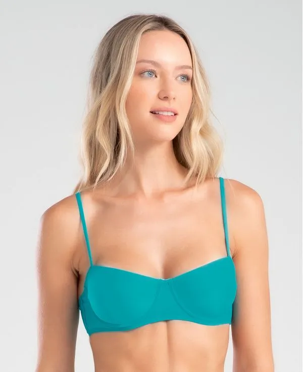 BIQUÍNI TOP MEIA TAÇA LISO AZUL TURQUESA GG