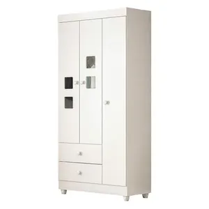 Guarda Roupa Infantil Life 3 Portas Giratorias 2 Gavetas MDF Branco Flex com Cabideiro Tigus Móveis Guarda Roupa Infantil Life 3 Portas Giratorias 2 Gavetas MDF Branco Flex Tigus Móveis