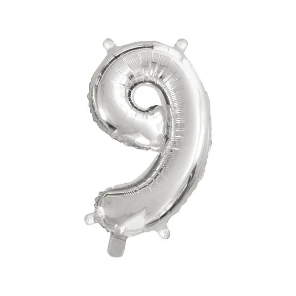 Balão Número 9 Nove Prata Brilhosos 40cm - Brdecor