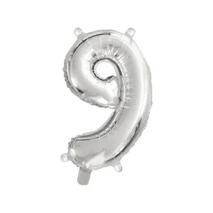 Balão Número 9 Nove Prata Brilhosos 40cm - Brdecor