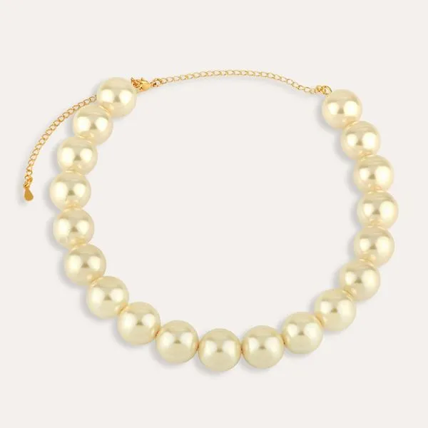 Colar De Pérolas Banhado A Ouro 18k