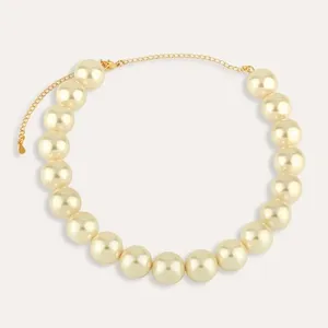 Colar De Pérolas Banhado A Ouro 18k