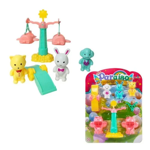 Brinquedo Carrossel Mini Paraíso Infantil Giratório com Animais 09 Peças Dute Brasil Carrossel Mini Paraíso Infantil Giratório com Animais Dute Brasil