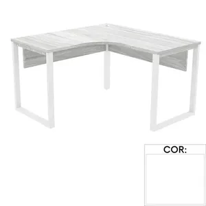 Mesa De Escritório Em L Pé Tubular Pe25 Em Mdp 135 X 135 X 60 Cm Branca Com Base Branca