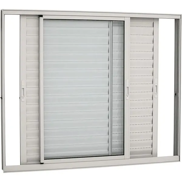 Janela Veneziana Alumínio Branco 3 Folhas Móveis 100x150x8 Alumifort Sasazaki