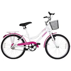 Bicicleta Cairu Aro 20 Princess Cesta Branco E Pink (MP)