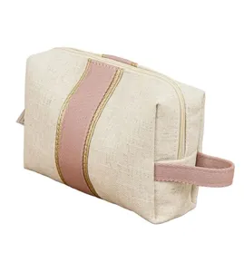 Necessaire Malu Linho Cru/Rose