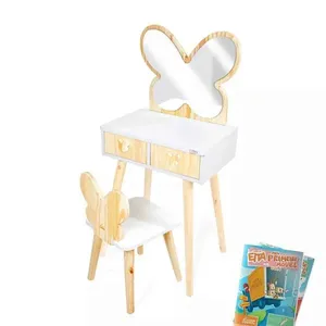 Penteadeira Infantil com Espelho e Cadeira Borboletinha Penteadeira Cadeirinha e Espelho Borboleta P Pinus