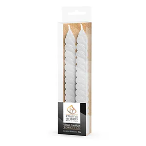 Kit 2 Velas Natalinas Castiçal Torcidas Branco 45g KIT2TORBR - Chama de Ouro