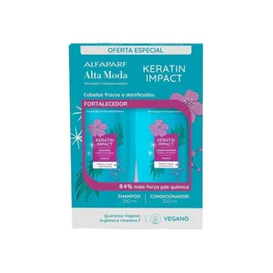 Kit Alfaparf Alta Moda Keratin Impact Shampoo e Condicionador Fortalecedor 300 ml Kit Alfaparf Alta Moda Keratin Impact Shampoo Condicionador