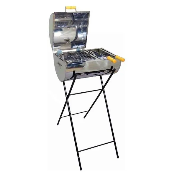Churrasqueira a Carvão Mista Aço Inox com Grelha e 2 Espetos Inox Ouro Minas Master Grill Churrasqueira a Carvão Mista Inox com 2 Espetos Ouro Minas Master Grill