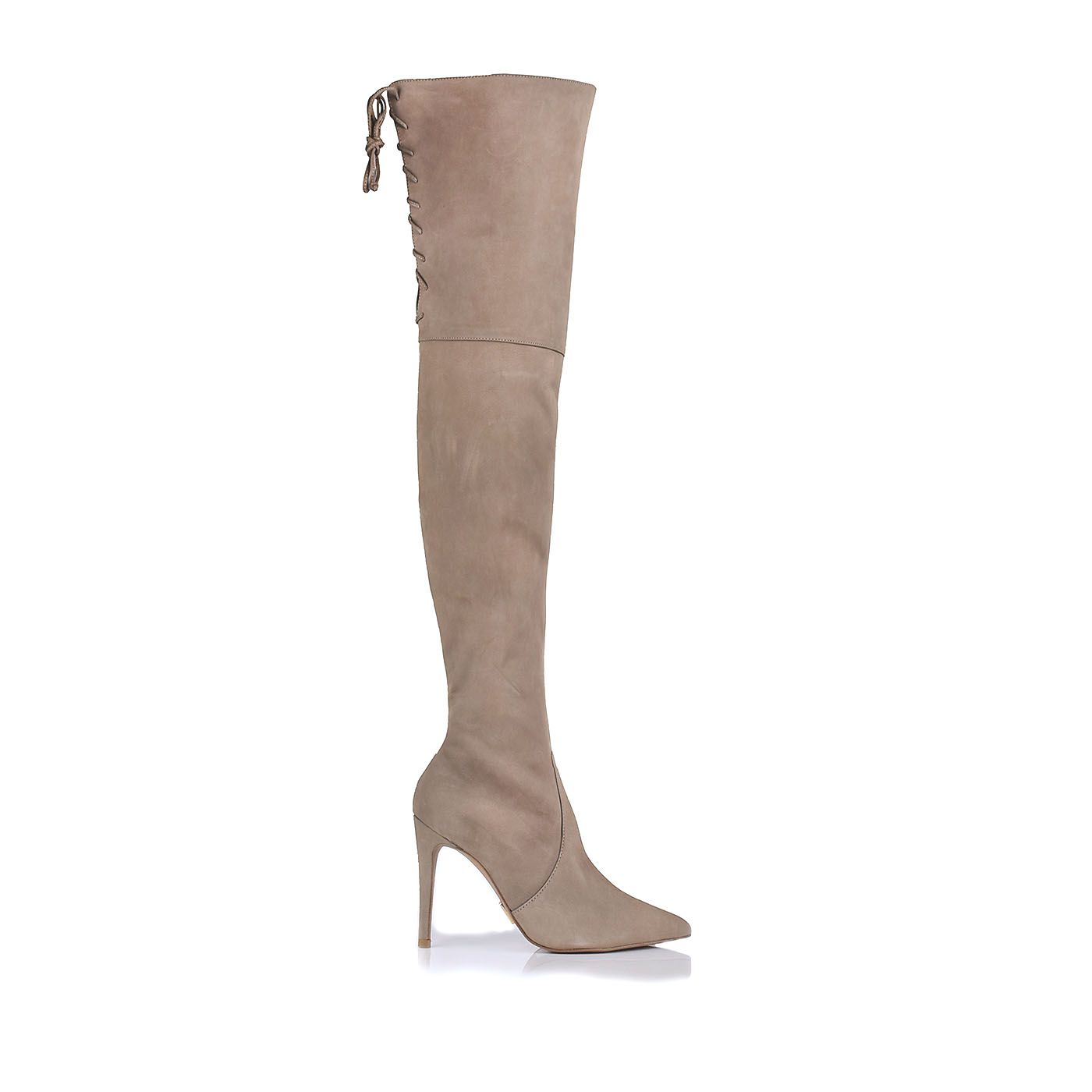 Bota Salto Alto Nobuck Ocre