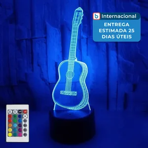 Lâmpada Azimom 3D USB Violão Colorido A-MBI