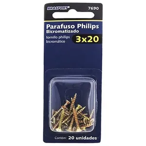 Parafuso Philips Bicromatizado 3,0X20 com 20 Peças - Brasfort