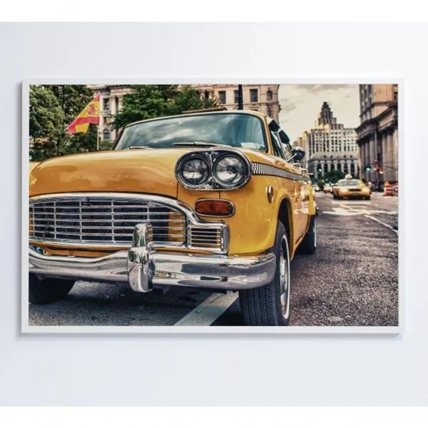 Quadro Táxi Carros Clássicos 120x80 Cm Tecido Canvas