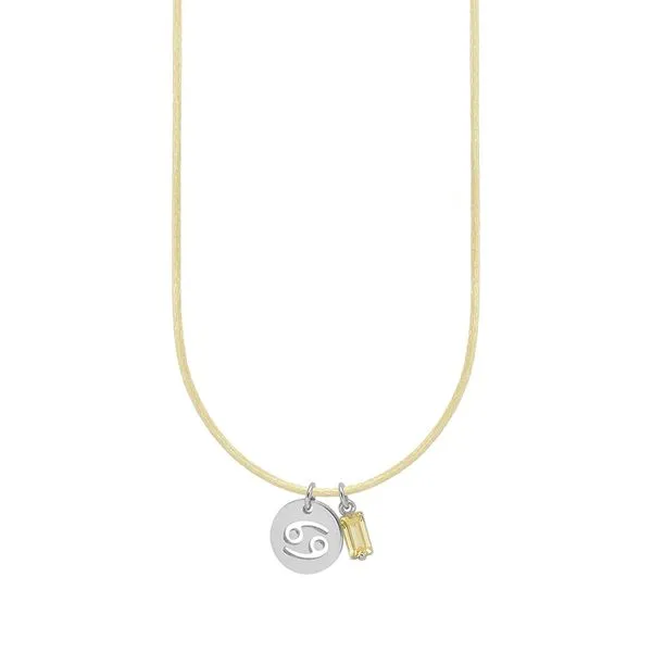 Colar de Signo Câncer Amarelo com Zircônia e Aço Amarelo Ajustável
