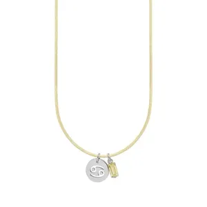Colar de Signo Câncer Amarelo com Zircônia e Aço Amarelo Ajustável