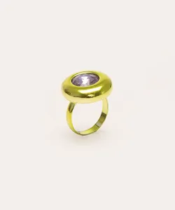 anel redondo com pedra verde GG