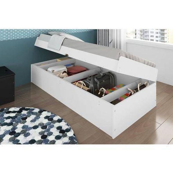 Cama Baú Camila Solteiro Branco