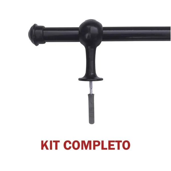 Kit Varão para Cortina Simples 2 e 00m 19mm com Ponteiras Suportes e Emenda Preto OEM Kit Varão para Cortina Simples 2 e 00m 19mm com Ponteiras e Suportes Preto OEM
